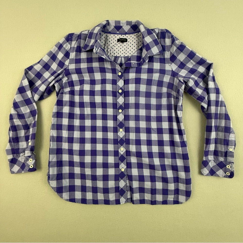 Talbots Shirt Women's Medium Long Sleeve Button Down Purple Plaid‎ Top